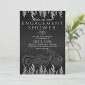 Verlobung-Dusche aus schwarzem Leder Einladung (Stehend Vorderseite)
