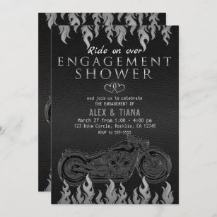 Verlobung-Dusche aus schwarzem Leder Einladung