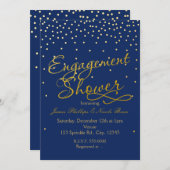 Verlobung Dusche Blue & Gold Foil Punkte Einladung (Vorne/Hinten)