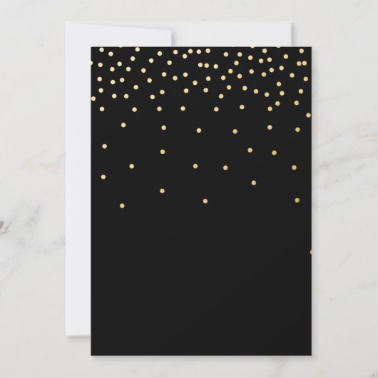 Verlobung Dusche Schwarz & Gold Foil Dot Einladung (Rückseite)