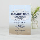 Verlobung Dusche Weißholz Einladungen (Stehend Vorderseite)