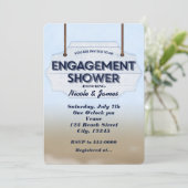 Verlobung Dusche Weißholz Einladungen (Stehend Vorderseite)