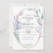 Verlobung | Dusty Blue und Violet Foliage Einladung (Vorderseite)