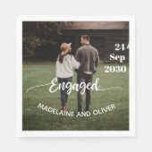 Verlobung Einfaches Foto Modernes Serviette (Vorderseite)