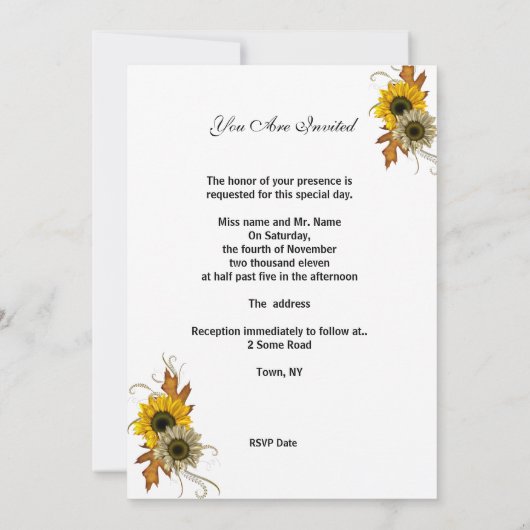 Verlobung Einladen von weißer Gelbblüte Einladung (Rückseite)