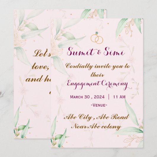 Verlobung Einladung (Vorne/Hinten)