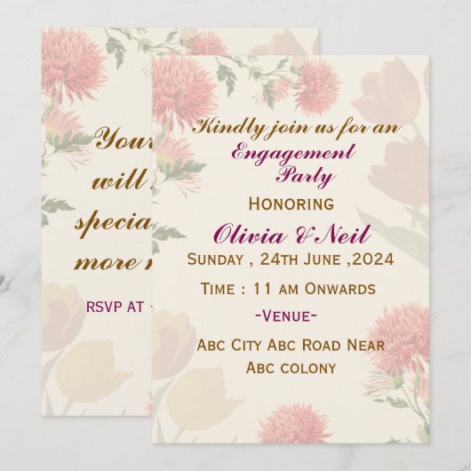 Verlobung Einladung (Vorne/Hinten)