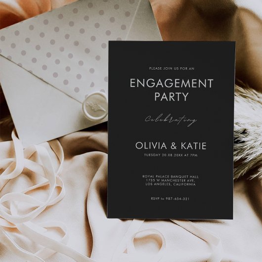 Verlobung Einladung Black Wedding Template