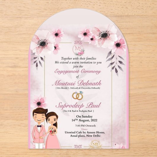 Verlobung - Einladung - Moutusi & Suprode (Vorderseite)