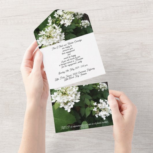 Verlobung Einladung Party White Hydrangea (Abreißen)