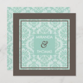 VERLOBUNG-EINLADUNGEN: Damastfarben 5 Einladung (Vorne/Hinten)