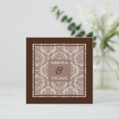 VERLOBUNG-EINLADUNGEN: Damastfarben 6 Einladung (Stehend Vorderseite)