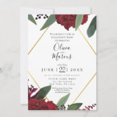 VERLOBUNG | Elegant Rich Burgundy Marsala Floral Einladung (Vorderseite)