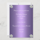 Verlobung Elegante Lila Silber Weiße Blume Einladung (Rückseite)