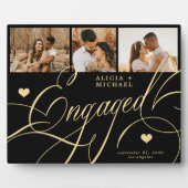 Verlobung elegante Skript-Foto-Namen personalisier Fotoplatte (Vorderseite)