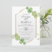 Verlobung | Eukalyptus moderner Springtime Einladung (Stehend Vorderseite)