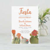 Verlobung Fiesta Cactus Blume Wasserfarbskript Einladung (Stehend Vorderseite)