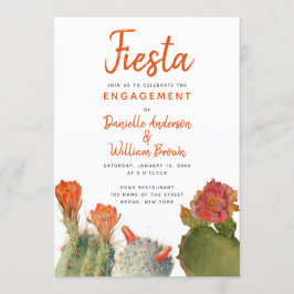 Verlobung Fiesta Cactus Blume Wasserfarbskript Einladung