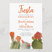 Verlobung Fiesta Cactus Blume Wasserfarbskript Einladung (Vorderseite)