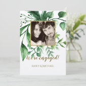 Verlobung Foto Ankündigung Karten Moderne Blätter (Stehend Vorderseite)