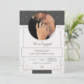 Verlobung Foto Art Deco Einladung (Stehend Vorderseite)