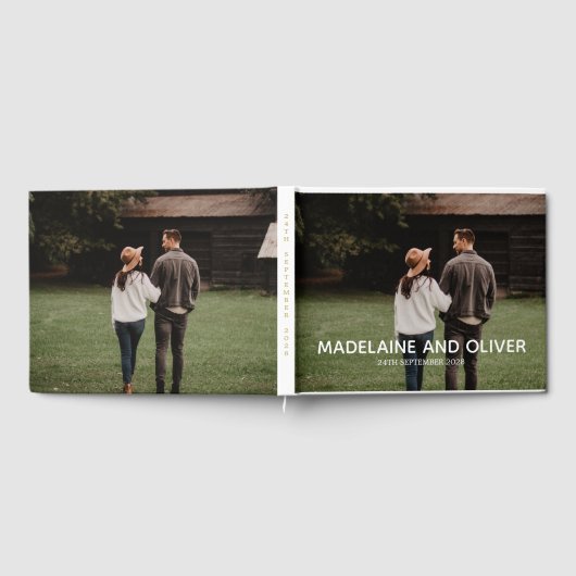 Verlobung Foto Elegante Einfache Keepake Gästebuch (Voll)