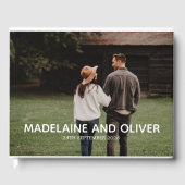 Verlobung Foto Elegante Einfache Keepake Gästebuch (Vorderseite)