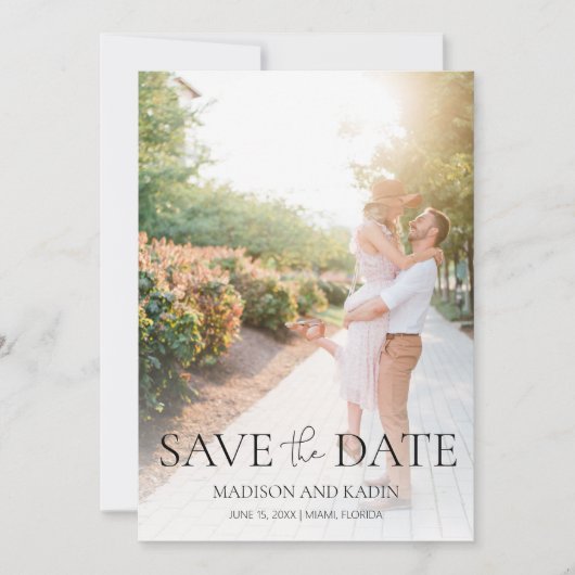 Verlobung Foto Elegantes Skript Save the Date (Vorderseite)
