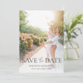 Verlobung Foto Elegantes Skript Save the Date (Stehend Vorderseite)