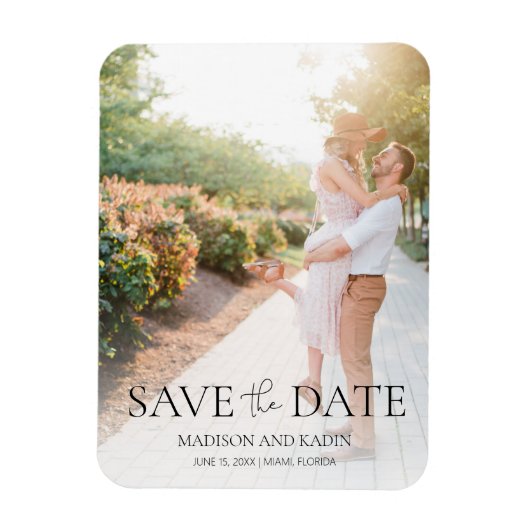 Verlobung Foto Elegantes Skript Save the Date Magnet (Vertikal)