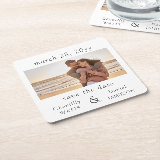 Verlobung Foto Hochzeitssache Datum speichern Rechteckiger Pappuntersetzer (angewinkelt)