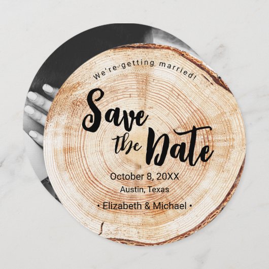 Verlobung Foto Holzkörner Rustikale Hochzeit Einladung (Vorne/Hinten)