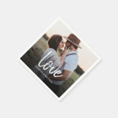 Verlobung Foto Liebe Typografie Serviette (Ecke)