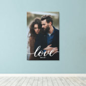 Verlobung Foto mit Namen Portrait Liebe Script Leinwanddruck (Insitu (Holzboden))