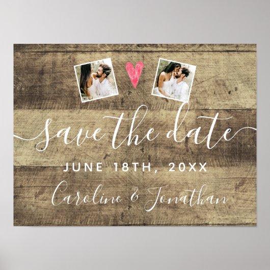 Verlobung Foto Prop Holzschild Save the Date Poster (Vorne)