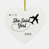 Verlobung Foto Sie sagte ja! & Flugsicherung Keramik Ornament (Vorne)