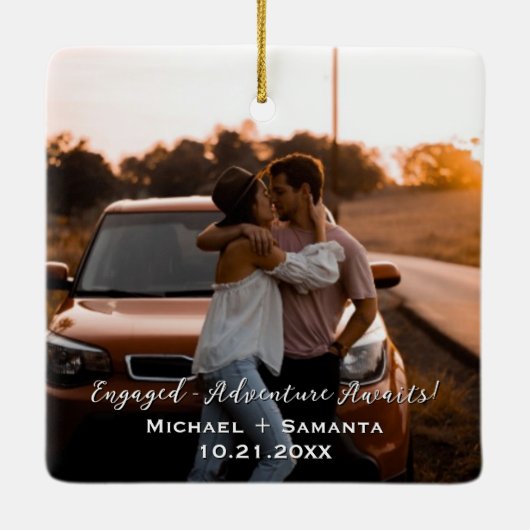 Verlobung Foto Sie sagte ja! Luftfahrt Keramikornament (Rückseite)