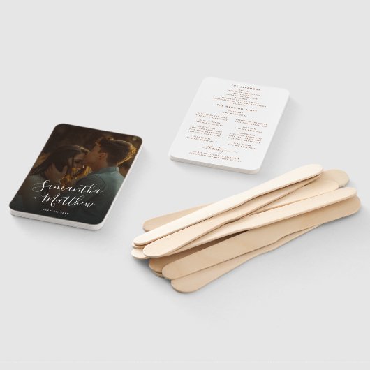 Verlobung Foto Terracotta Hochzeitsprogramm Fächer (Non-assembled)