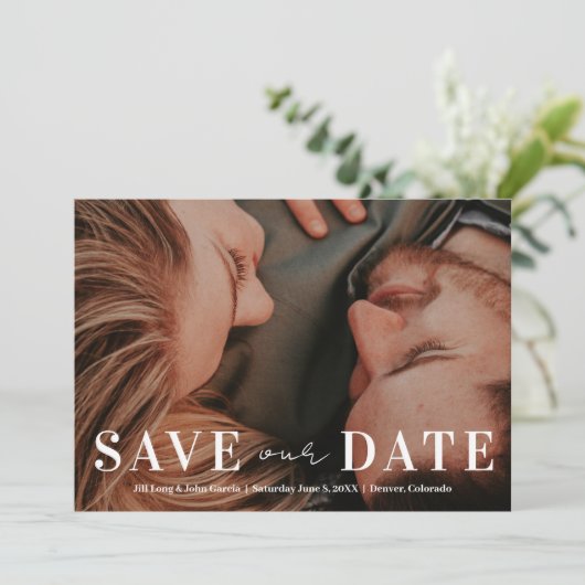 Verlobung Foto und QR-Code Einladung (Stehend Vorderseite)