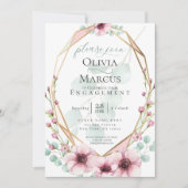 Verlobung Frische Frühlingsblumen und Blätter Einladung (Vorderseite)