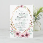 Verlobung Frische Frühlingsblumen und Blätter Einladung (Stehend Vorderseite)