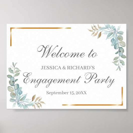 Verlobung für Aquarellbilder Begrüßungszeichen Poster (Vorne)