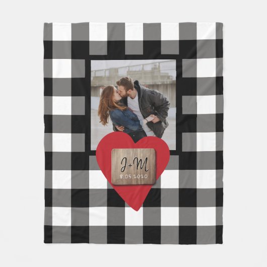 Verlobung für benutzerdefinierte Foto-Namensinitia Fleecedecke (Vorderseite)