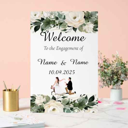 Verlobung für florales Acryl Acrylschild (Hochzeit)