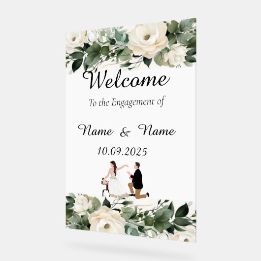 Verlobung für florales Acryl Acrylschild (Winkel)