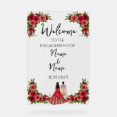 Verlobung für florales Acryl Acrylschild (Vorderseite)