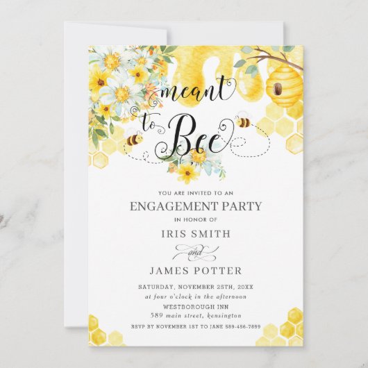 Verlobung für gelbe Honigbienen Einladung (Vorderseite)