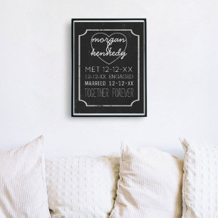 Verlobung für Hochzeitgedächtnisse schwarz und wei Poster