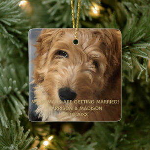 Verlobung für kundenspezifisches Foto Weihnachten Keramikornament