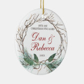 Verlobung für personalisierte Namen Wasserfarbenkr Keramik Ornament (Rechts)